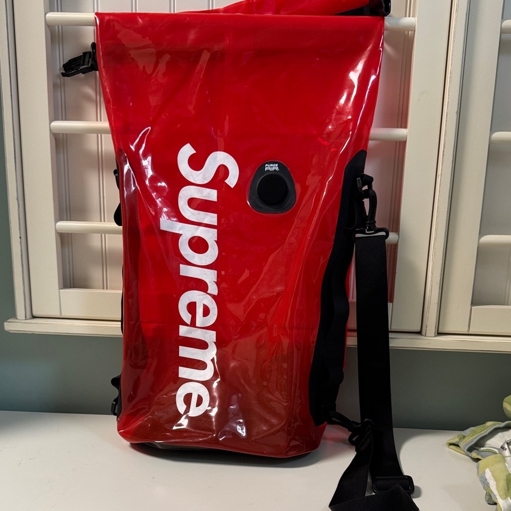 Supreme /Seal Line Red Waterproof Roll-Top Backpack with Black Straps